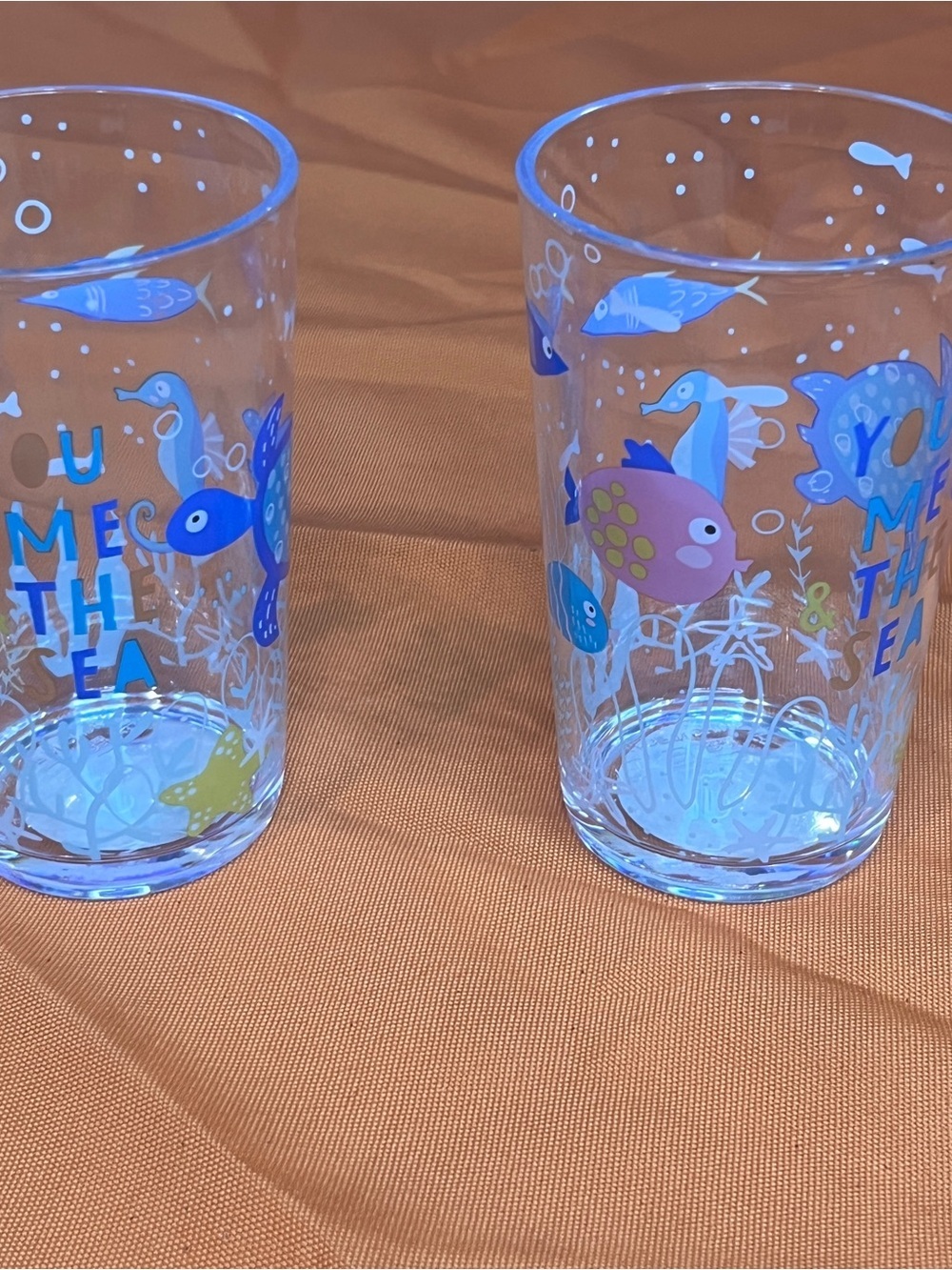 ♥️Set of 8 kids plastic Glasses - Blue & Pink Sea Life Design - Picture 13 of 15